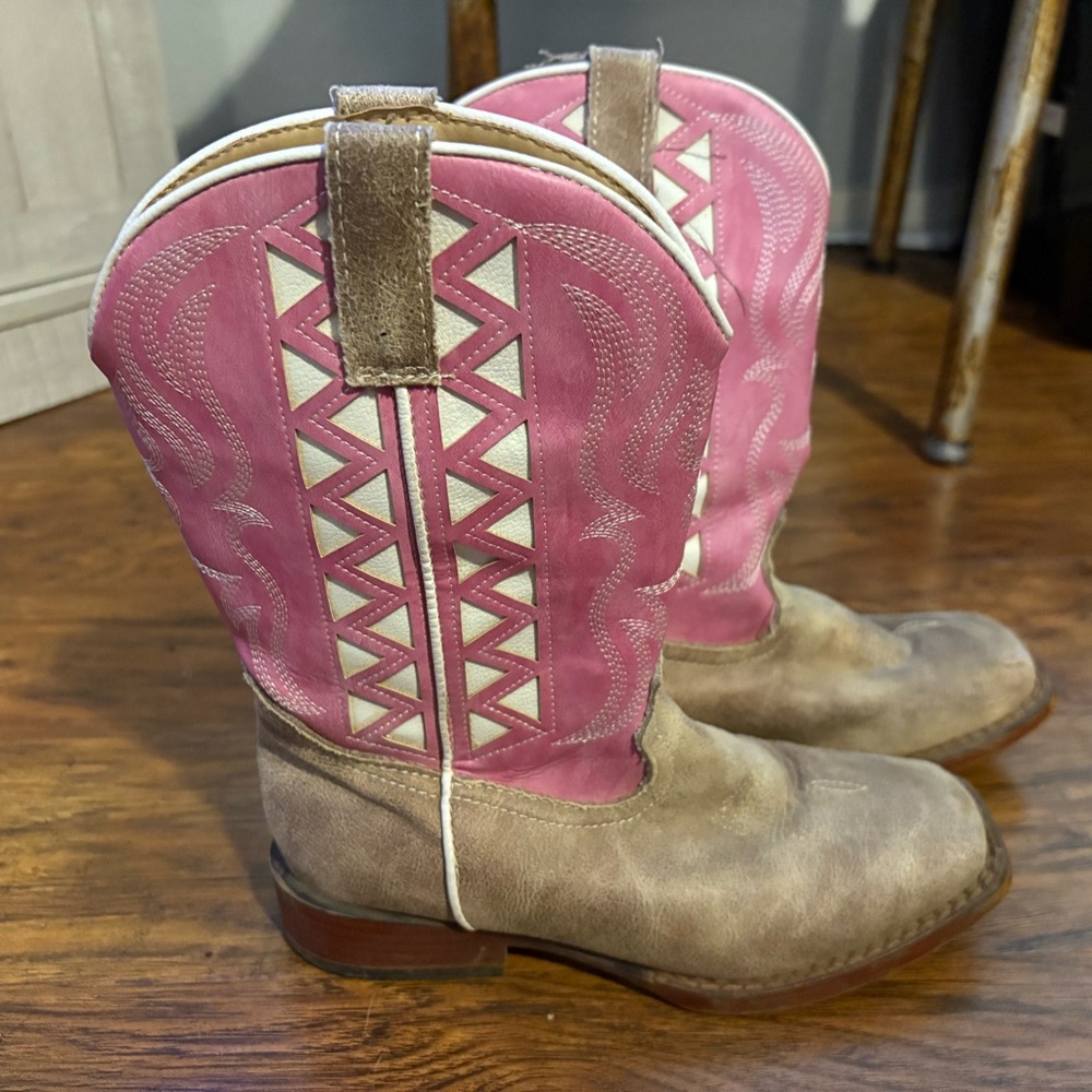 Roper Kids Boots Pink and Tan